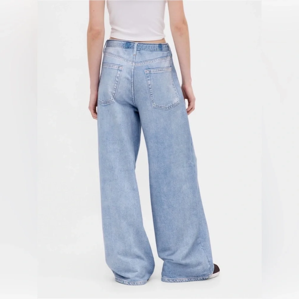 GAP Wide Leg Light Blue Denim Jeans with Washed Navy Hoodie - Picture 4 of 9
